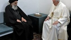Encuentro del Papa Francisco con Al-Sistani hace dos años en Nayaf (Iraq)