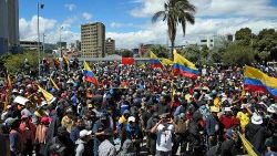エクアドル・首都キトでのデモ参加者の集会　2022年6月23日