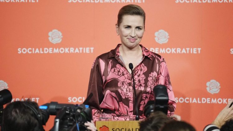 Mette Frederiksen lors des élections législatives danoises de 2022. 