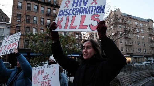 Demo gegen Diskriminierung von HIV-Kranken, zum Welt-AIDS-Tag am 1.12.2022 in New York