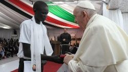 Papst Franziskus in einem Lager für Vertriebene in Juba, Südsudan