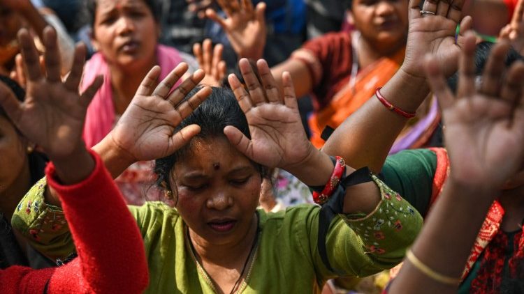 Christians and rights activists take part in a peaceful protest rally against an increase in hostility, hate and violence against Christians in various Indian states