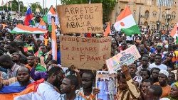 Demonstrationen für die Militärjunta (offiziell Niger's National Council of Safeguard of the Homeland - CNSP) in Niamey am Sonntag, 20.8.2023