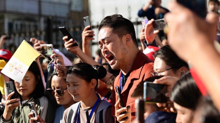 Christen in der Mongolei während des Papstbesuches