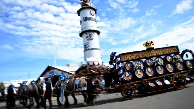 File photo of a Augustiner Brewery cart and horses at the Oktoberfest in Munich