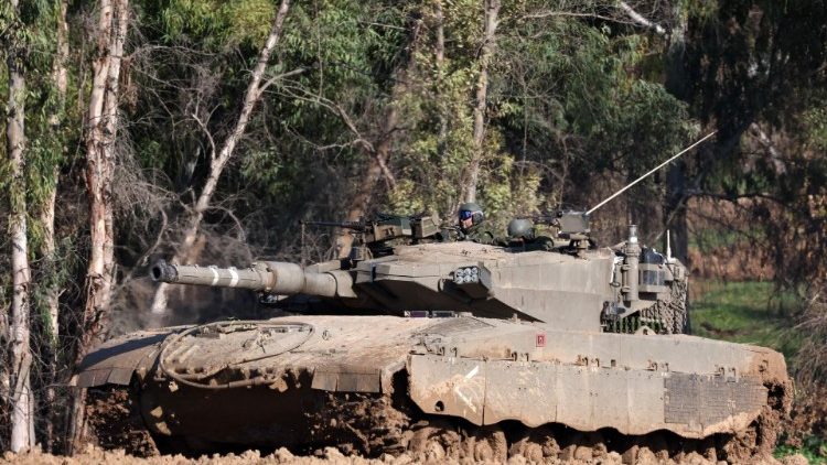 An Israeli tank in southern Gaza