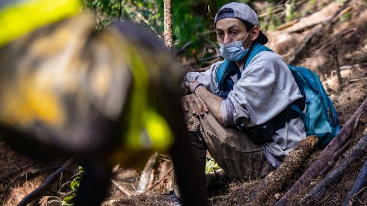 Los bomberos de Bogot&aacute; junto a ciudadanos combaten un incendio forestal en el cerro El Cable. (AFP or licensors)