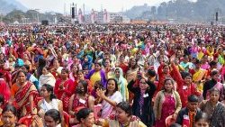 Anhänger von Präsident Modi bei einer Veranstaltung in Guwahati am 4. Februar