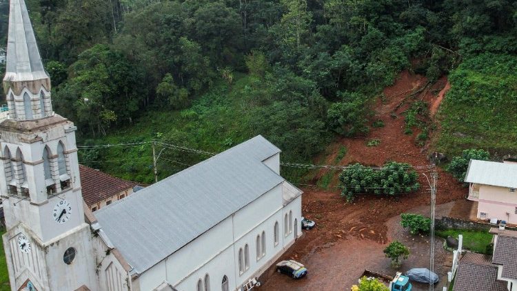 Church amidst flood damage in Rio Grande do Sul, Brazil