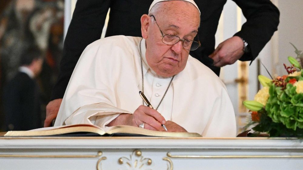 Падчас візіту Францішка ў Вялікагерцагскі палац у Люксембургу