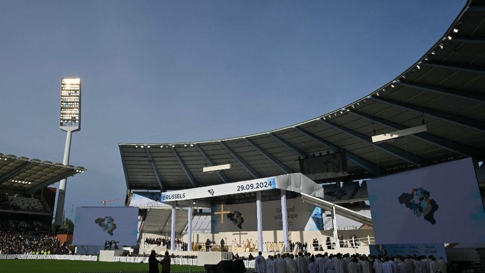 Папа падчас святой Імшы ў Бруселі 