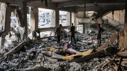 Aftermath of an Israeli strike on the Palestinian Muscat Governmental School in Gaza City