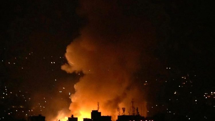 Smoke rises from the site of an Israeli airstrike near Beirut
