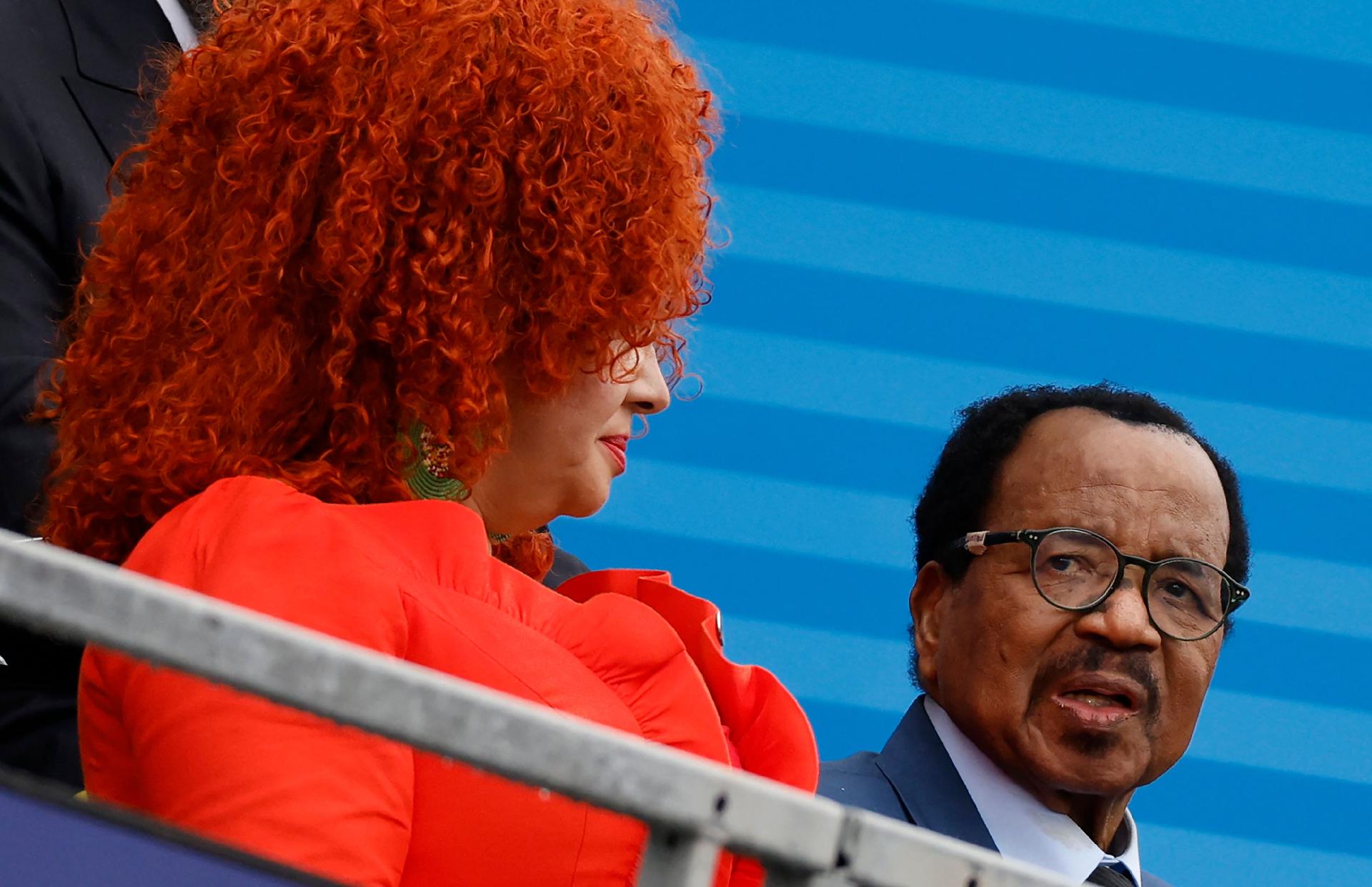 (File) Cameroon's President Paul Biya with his wife, Chantal Biya