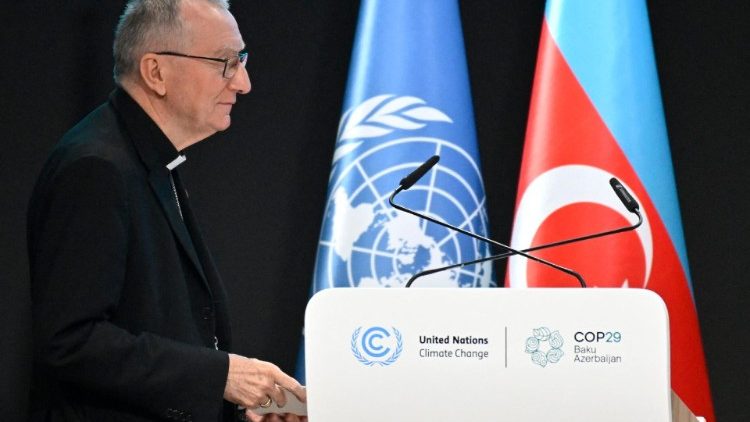 Il cardinale Parolin alla Cop29 legge il messaggio del Papa