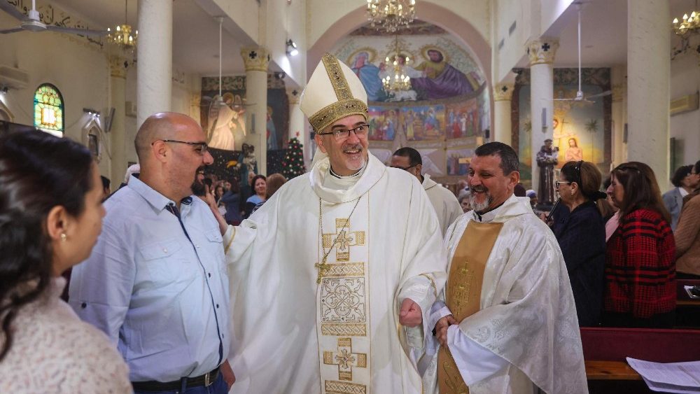 Le cardinal Pierbattista Pizzaballa, patriarche latin de Jérusalem, en l'église de la Sainte-Famille, à Gaza-ville, le 22 décembre 2024. 