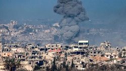 Smoke rising from explosions in the northern Gaza Strip