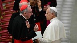 Карданл П'етра Паралін з Папам Львом XIV