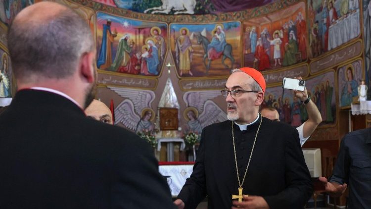 Kardinal Pizzaballa Mitte Juli bei einem Besuch in Gaza-Stadt