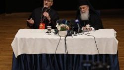 Conferință comună de presă a celor doi Patriarhi de Ierusalim.