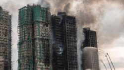 The high-rise apartment blocks after the fire