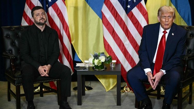  US President Donald Trump meeting with Ukraine's President Volodymyr Zelensky on the sidelines of the UN General Assembly in New York City on 23 September 2025