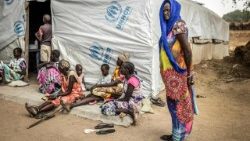 Una struttura medica nel campo per sfollati POC a Bor, nello Stato di Jonglei (Luis Tato/Afp)