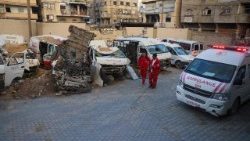 Veicoli umanitari a Khan Yunis nel sud della Striscia di Gaza