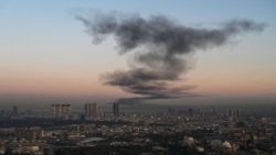 Smoke rises near Erbil International Airport on March 1