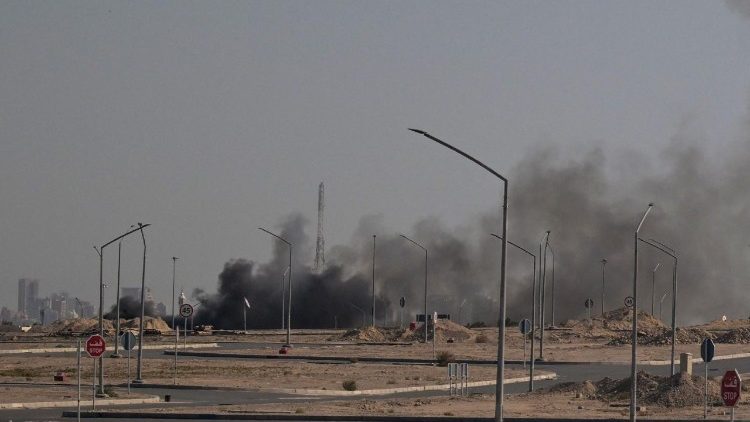 Smoke rises following a strike on Kuwait 