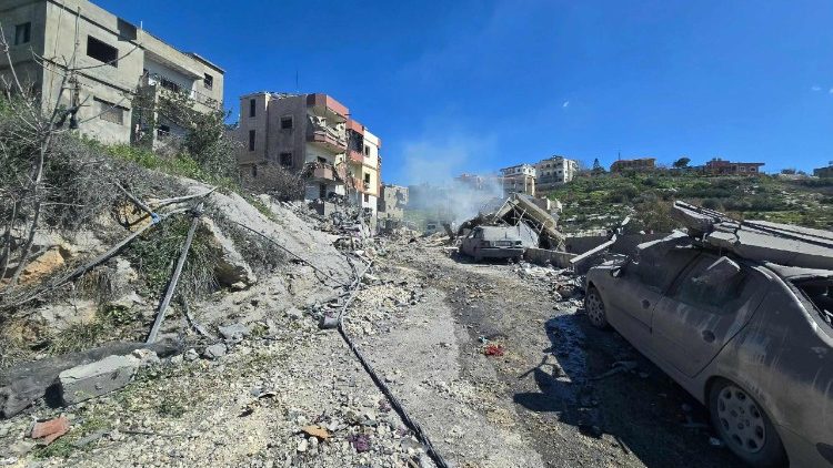 Distruzione in un villaggio del sud del Libano