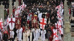 Bei der Beisetzung von Patriarch Ilia II. am 22. März in Tiflis