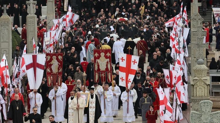 Bei der Beisetzung von Patriarch Ilia II. am 22. März in Tiflis