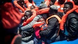 A rescue operation in the Mediterranean off the coast of Libya