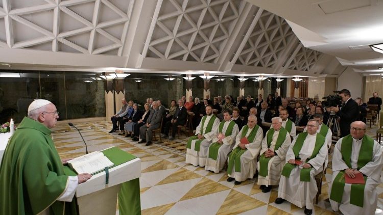Pope Francis at Mass at the Casa Santa Marta on 24 October 2019.