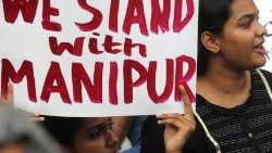 Bei einer Demo gegen die Gewalt in Manipur in Bangalore (Archivbild)