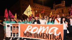 The torchlight procession organized by the Diocese of Rome against the Mafia on the 30th anniversary of the bombings of 1993