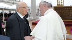 File photo of Pope Francis with former President of Italy, Giorgio Napolitano