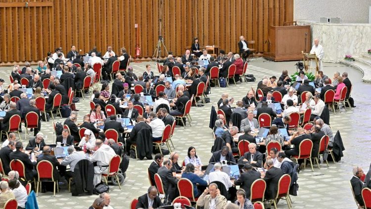 സിനഡിൽ സംബന്ധിക്കുന്നവർ ചെറിയ ഗ്രൂപ്പുകളിലായി പോൾ ആറാമൻ ശാലയിൽ 