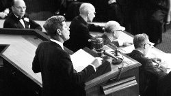 The late John F. Kennedy addresses Congress