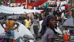 Haitians displaced by violence in a temporary shelter in Port-au-Prince (file photo)