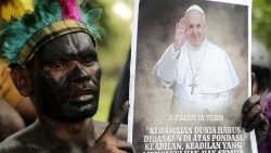 Papuan activists stage protest during Pope Francis' visit in Jakarta, Indonesia
