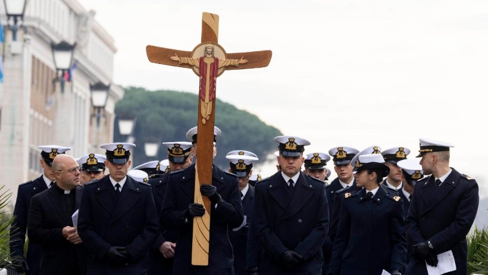 Peregrinación a la Puerta Santa de la Basílica de San Pedro en el marco del Jubileo de las Fuerzas Armadas, sábado 8 de febrero de 2025. 