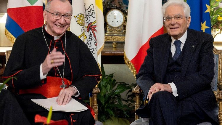 Le cardinal Pietro Parolin et le président italien Sergio Mattarella