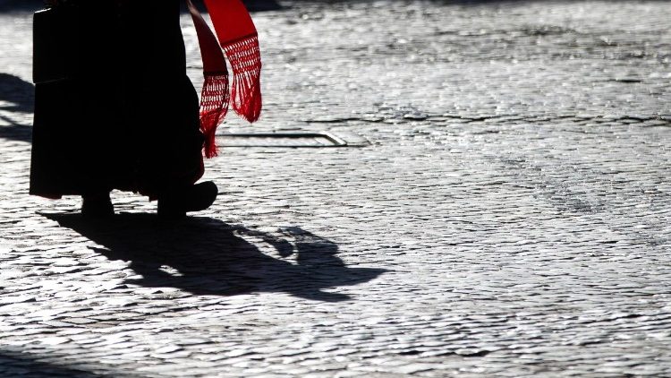 Cardeal na chegada à Congregação Geral realizada na Sala Nova do Sinodo (©ANSA/Angelo Carconi)