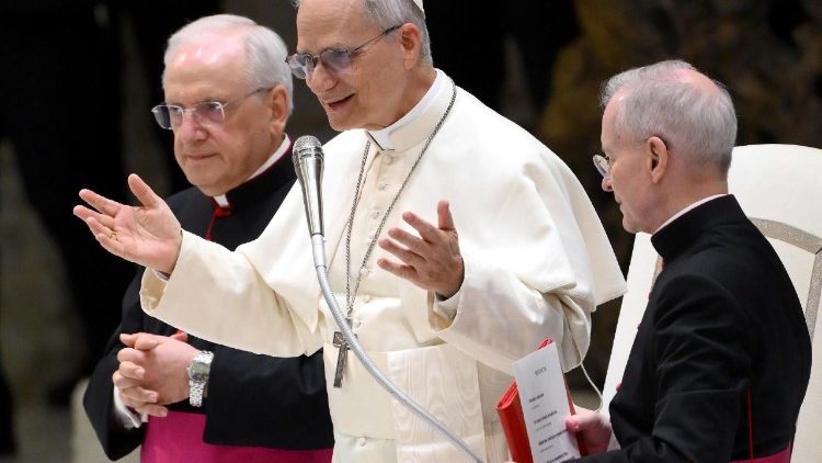 Papa Leone XIV durante l'udienza in Aula Paolo VI