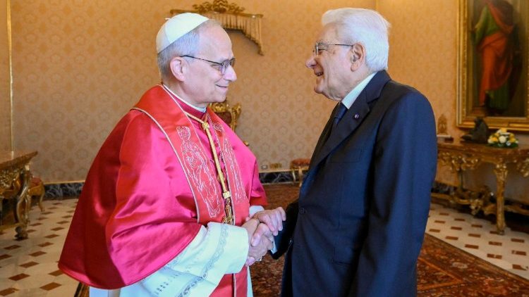 الرئيس الإيطالي ماتّاريلا في زيارة رسمية للبابا لاوُن الرابع عشر