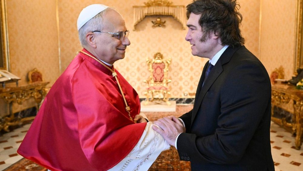 Pope Leo XIV receives in audience Argentine President Milei at the Vatican