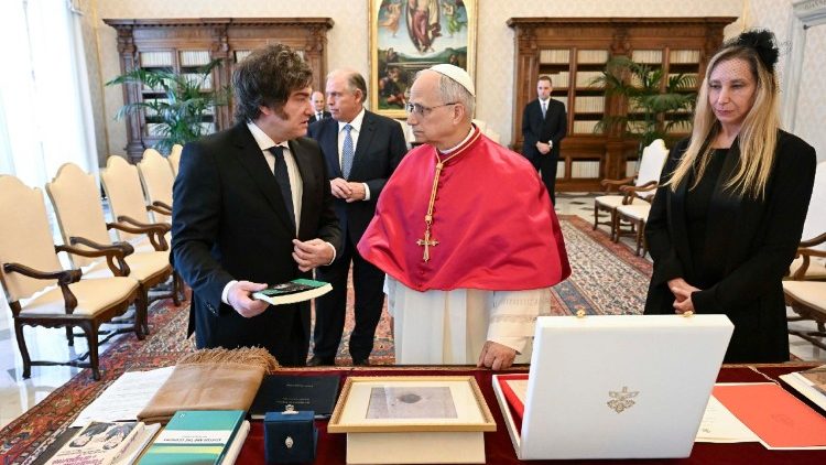Pope Leo XIV receives in audience Argentine President Milei at the Vatican