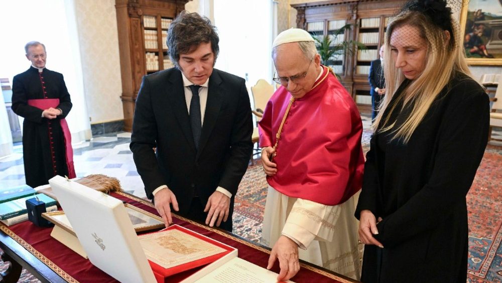Pope Leo XIV receives in audience Argentine President Milei at the Vatican